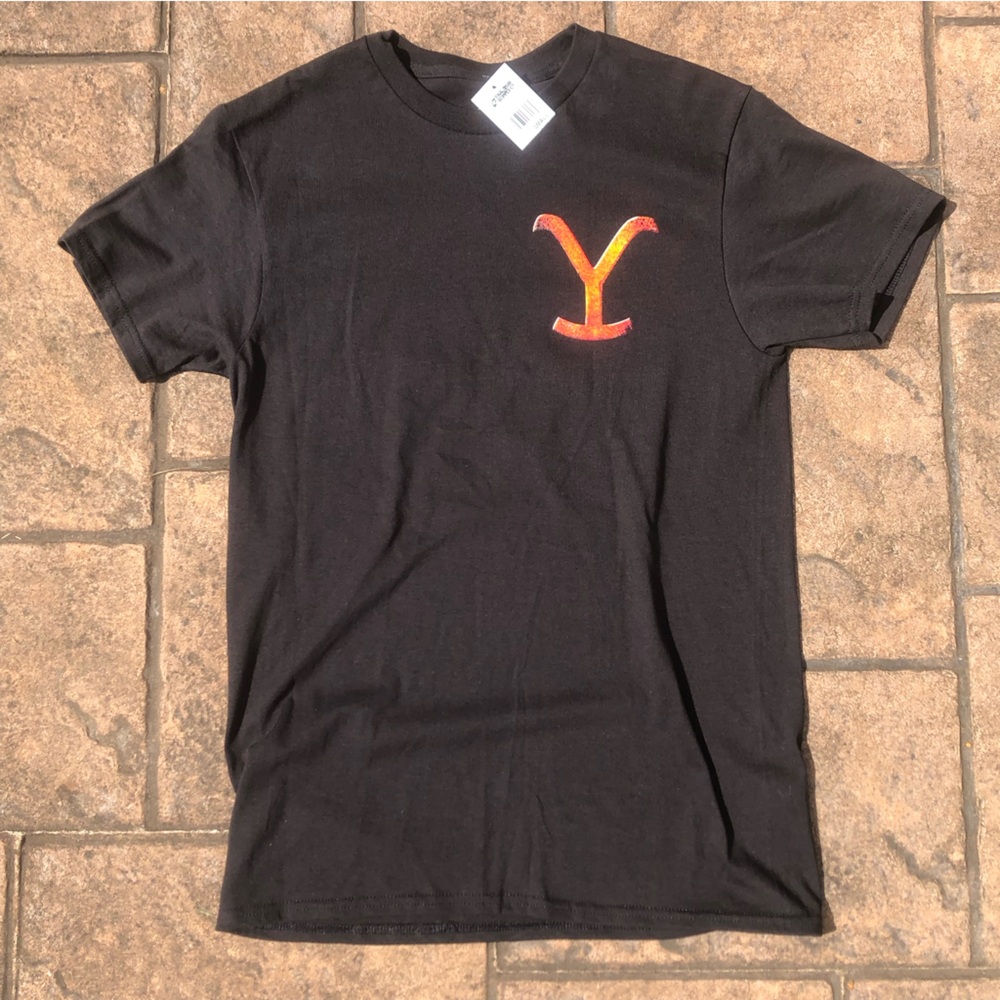 Yellowstone Dutton Ranch T-Shirt Small Black Fire Logo Paramount 100% Cotton NWT